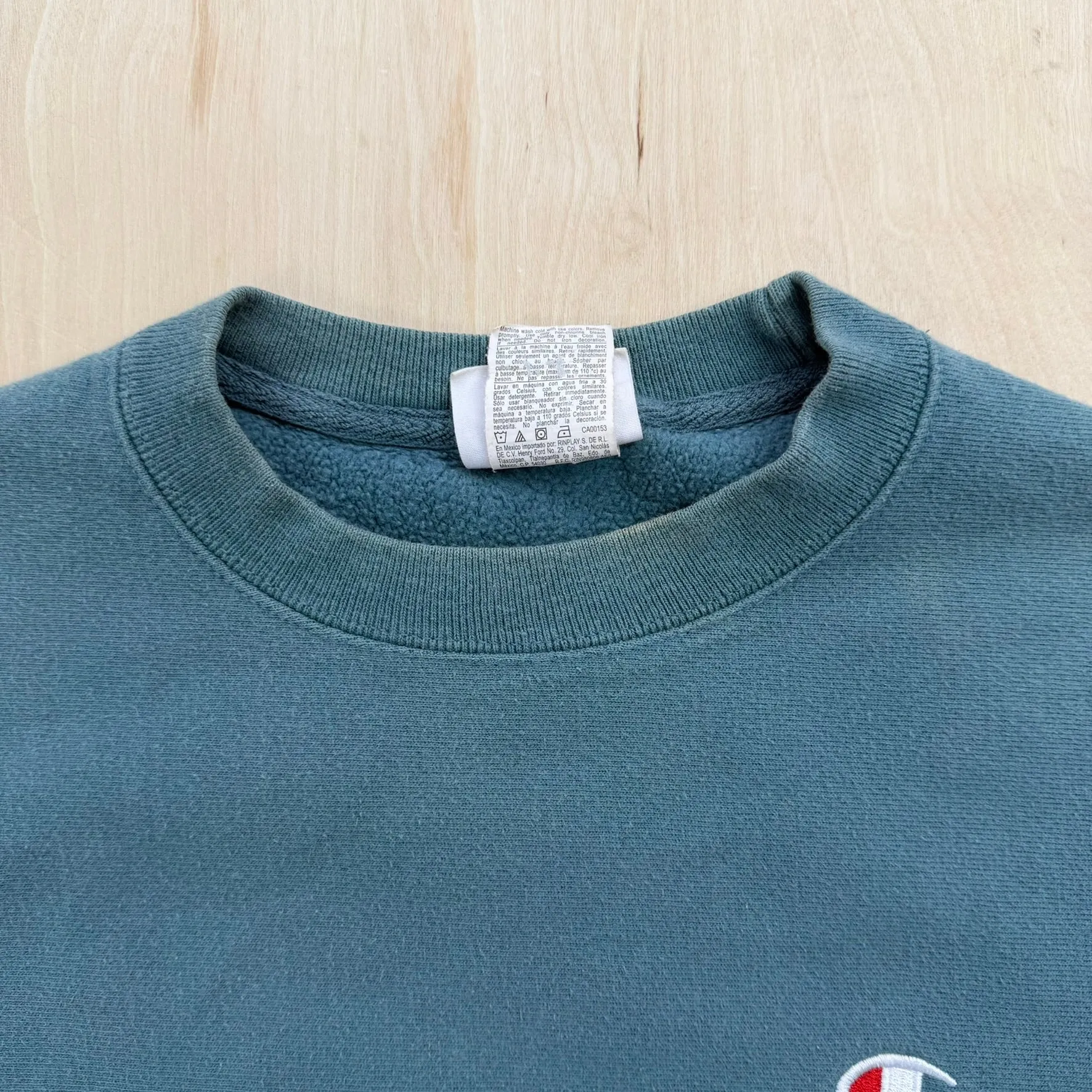 J- Vintage Champion Reverse Weave Embroidered Logo Teal Crewneck - S sold by HG Vintage product image thumbnail 3