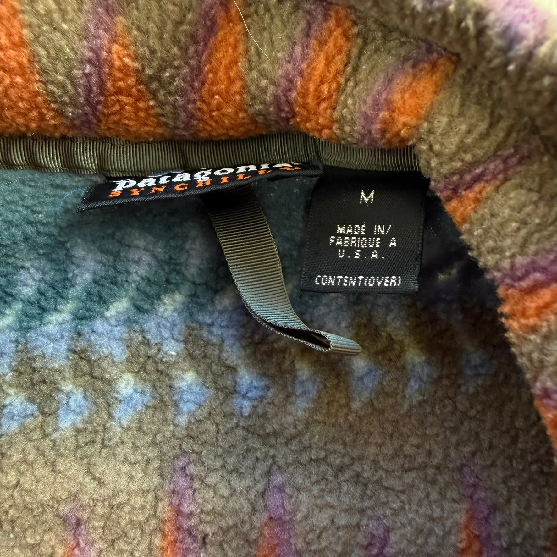 J- Vintage Patagonia Synchilla Teal/Orange Patterned Made In USA Polar Fleece - M sold by HG Vintage product image thumbnail 3