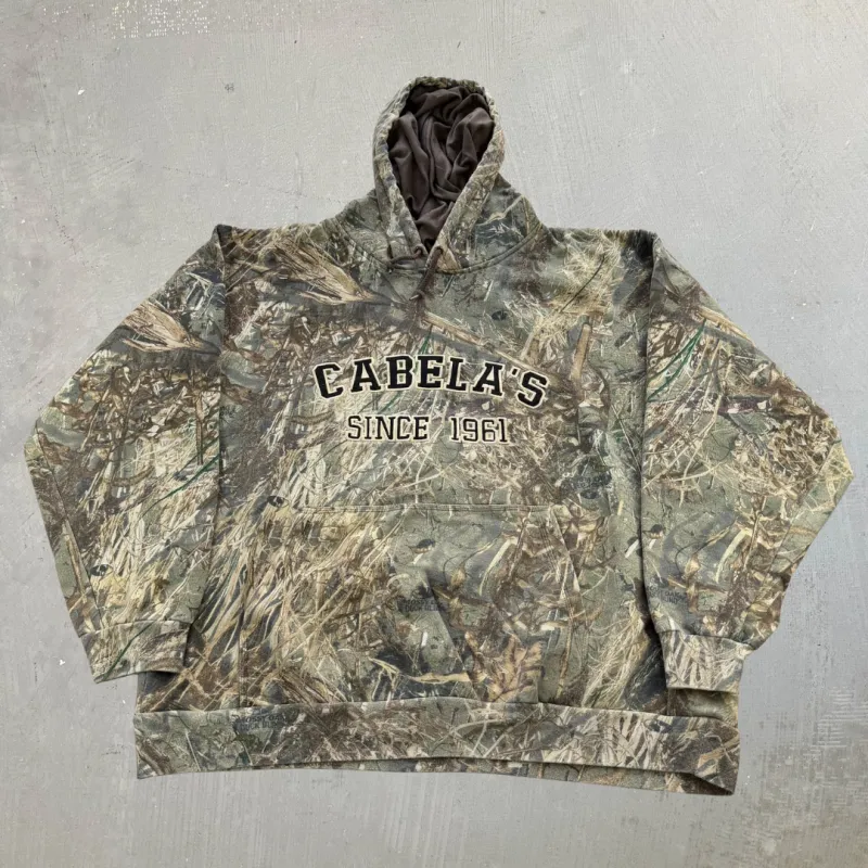 J- Vintage Cabela's Mossy Oak Duck Blind Real Tree Camo Hoodie - 3XL made by HG Vintage