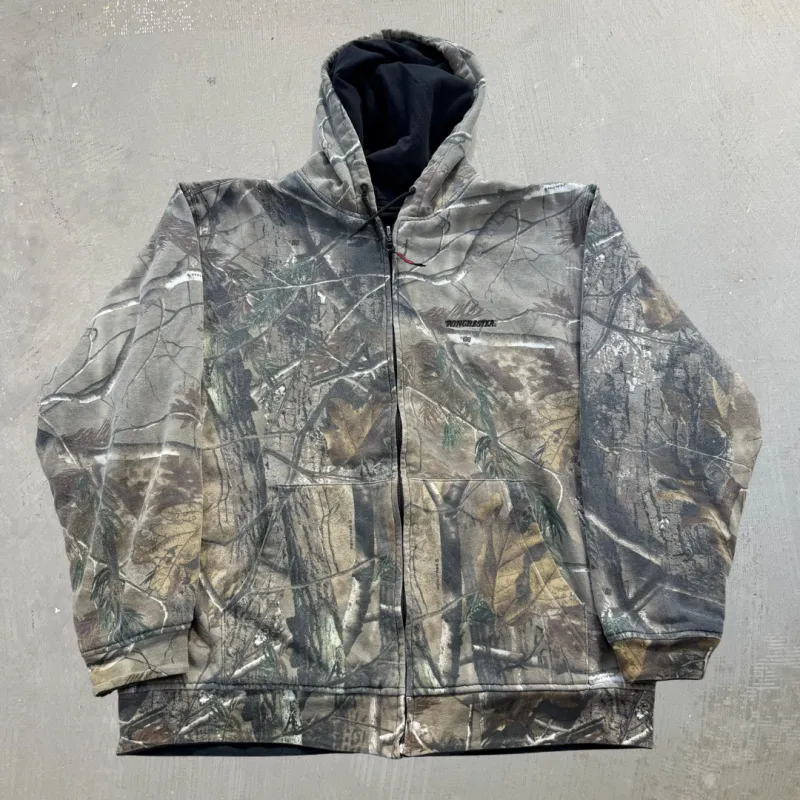 J- Vintage Winchester Reversible Real Tree Camo Zip Up Hoodie - XL made by HG Vintage