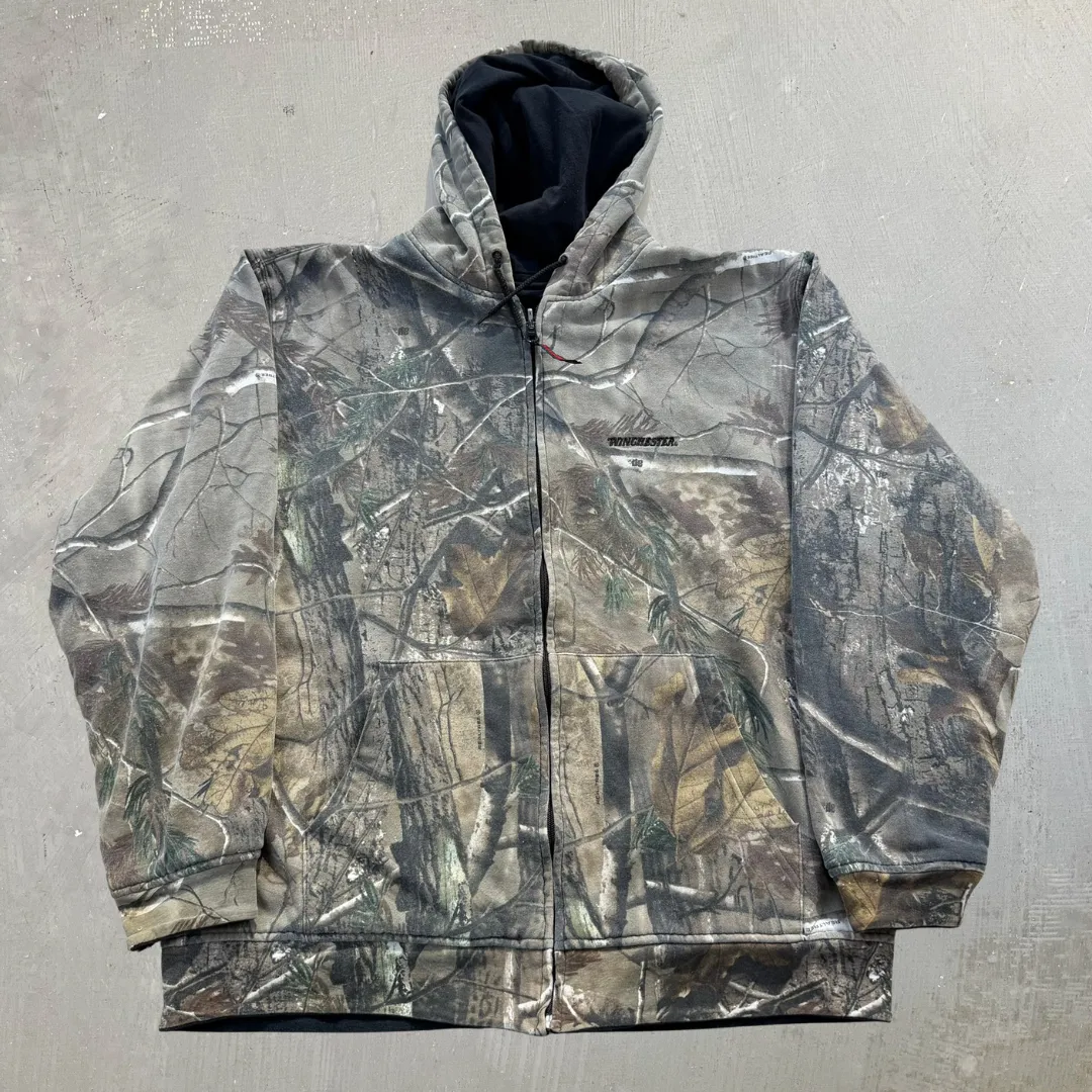 J- Vintage Winchester Reversible Real Tree Camo Zip Up Hoodie - XL sold by HG Vintage