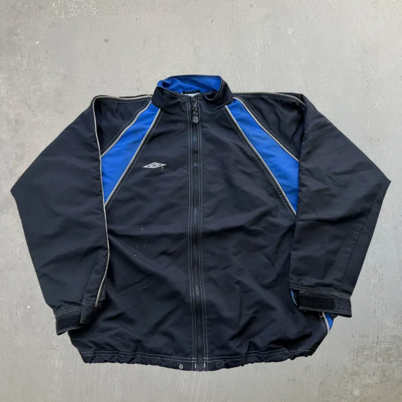 J- Vintage Umbro Black/Blue Zip Up Lightweight Jacket  - M made by HG Vintage
