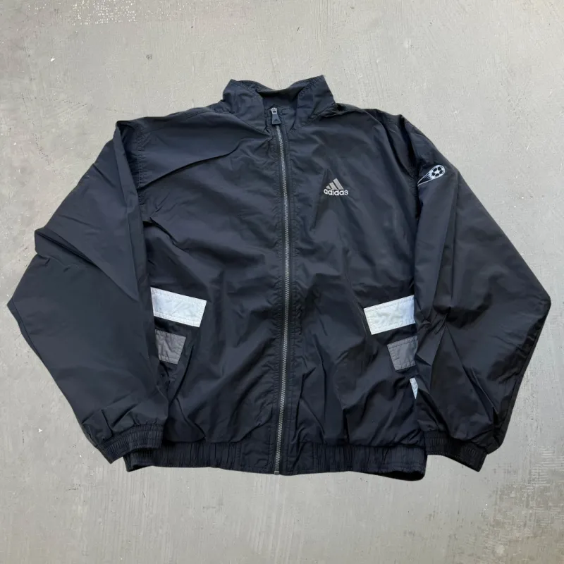 J- Vintage Adidas Black/White Zip Up Lightweight Jacket  - M made by HG Vintage