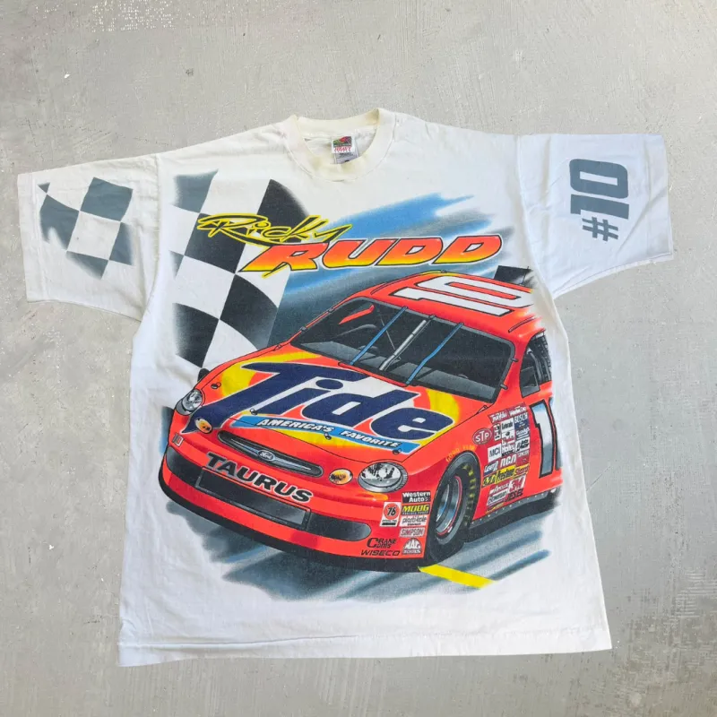J- Vintage Nascar Ricky Rudd Tide Car Graphic Single Stitch Tee - XL made by Nascar