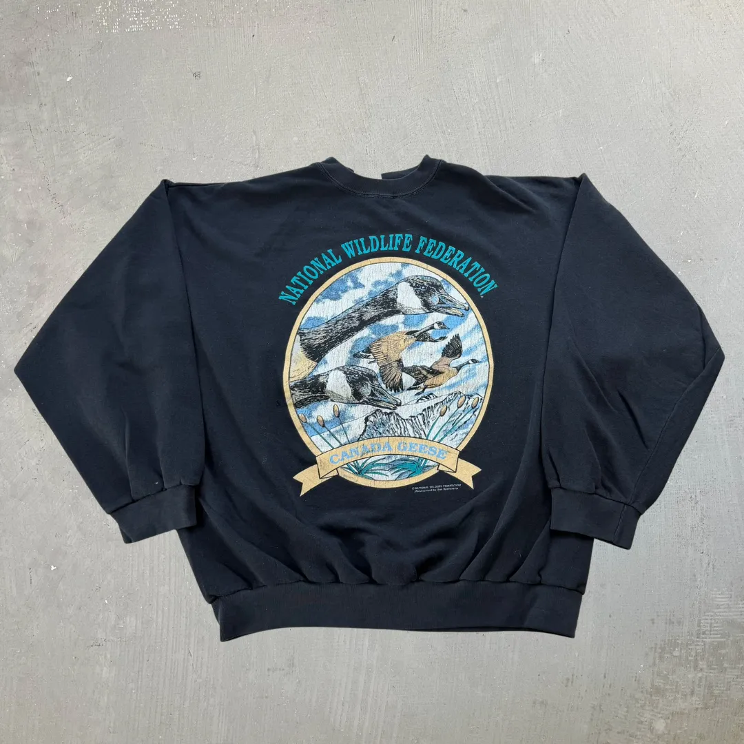 J- Vintage National Wildlife Federation Canada Geese Graphic Crewneck - L sold by HG Vintage