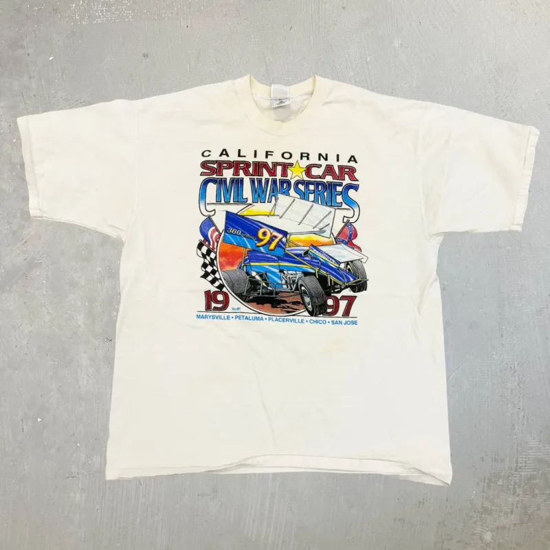 J- Vintage '97 California Sprint Car Civil War Made In USA Graphic Tee - XL sold by HG Vintage
