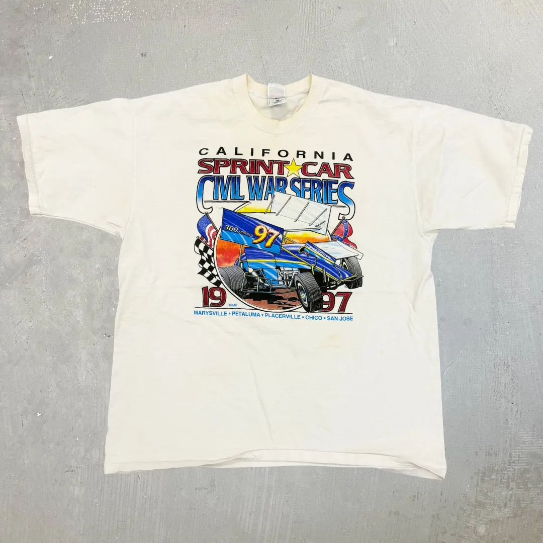 J- Vintage '97 California Sprint Car Civil War Made In USA Graphic Tee - XL sold by HG Vintage