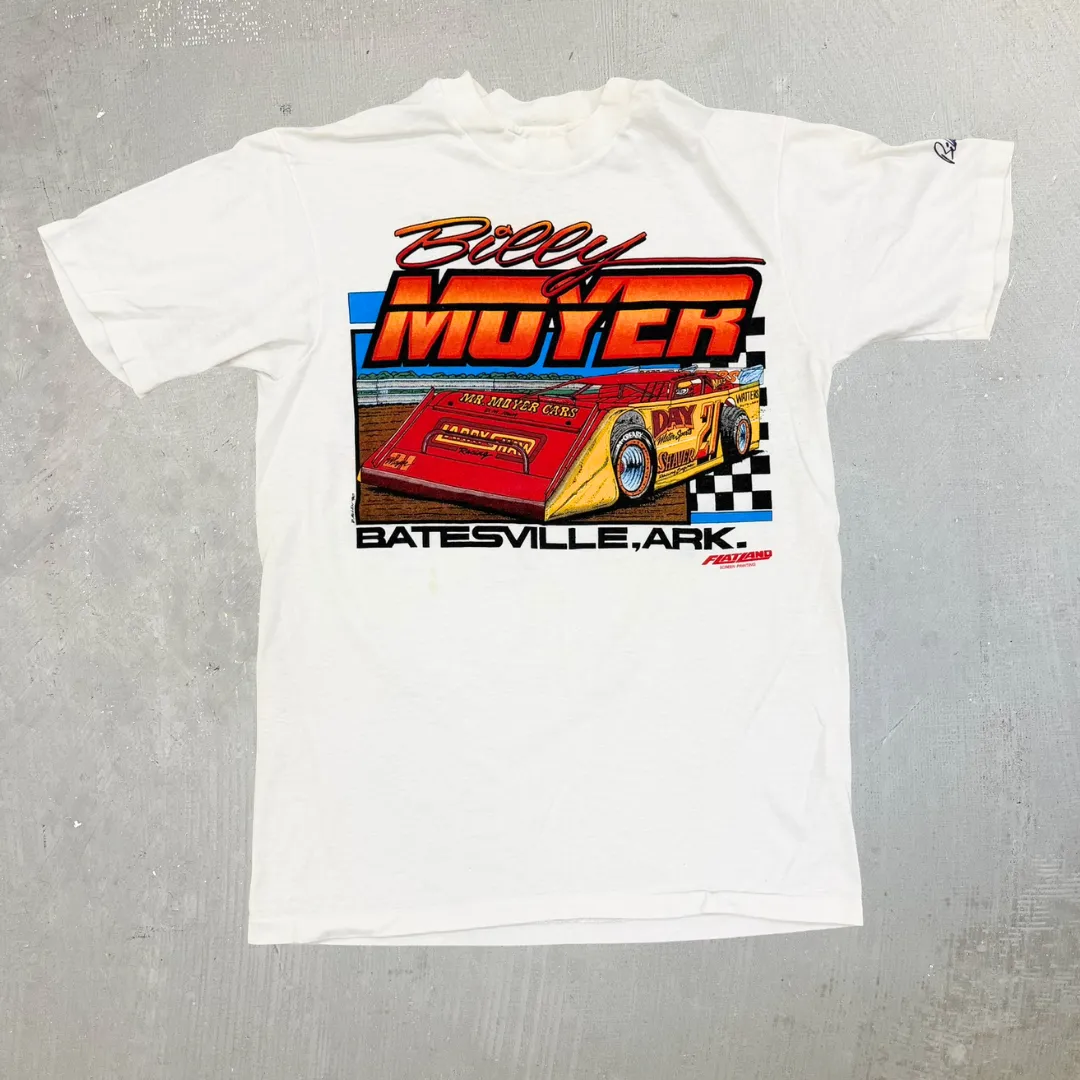 J- Vintage '90 Billy Moyer Car Graphic Single Stitch Tee - L sold by HG Vintage