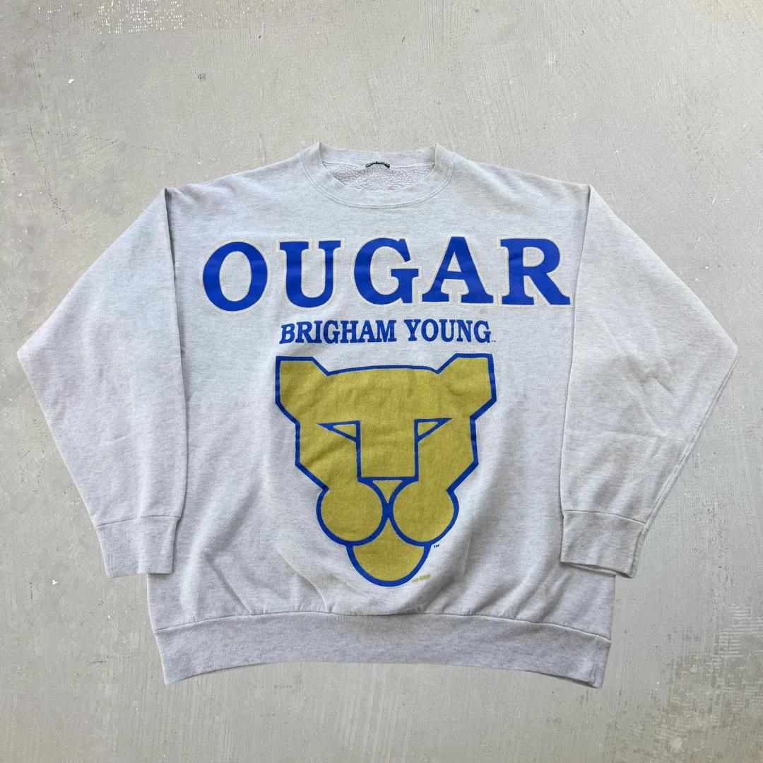 J- Vintage Brigham Young University Cougars Text & Logo Crewneck - L sold by HG Vintage