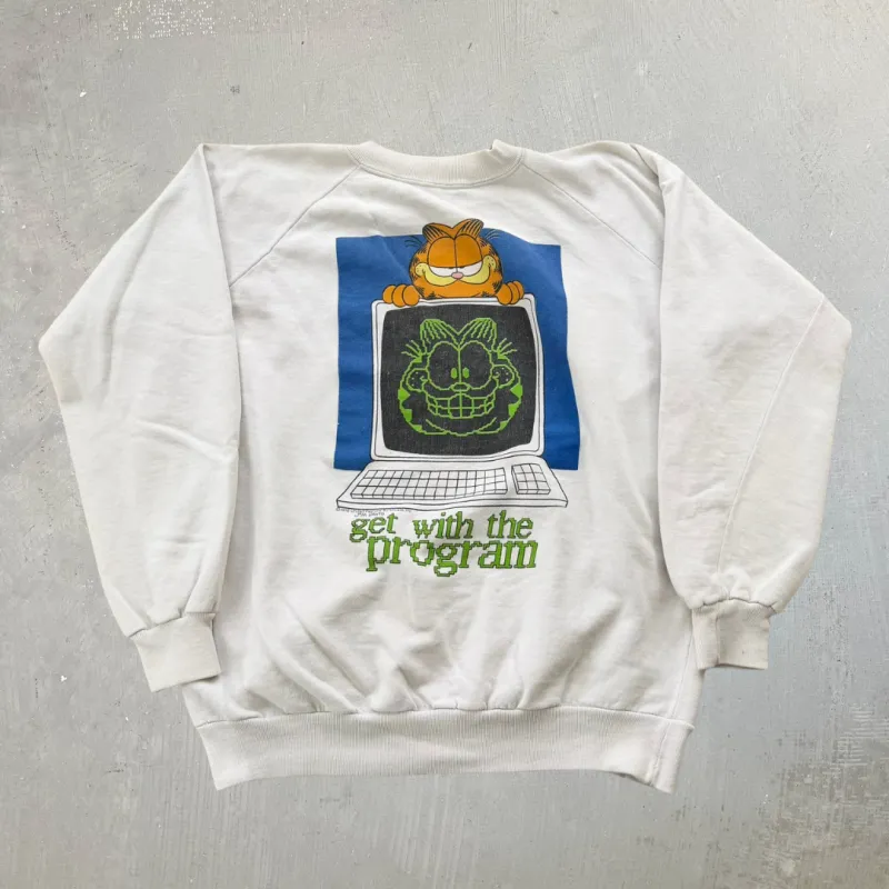 J- Vintage Garfield Get With The Program Graphic Crewneck - L sold by HG Vintage