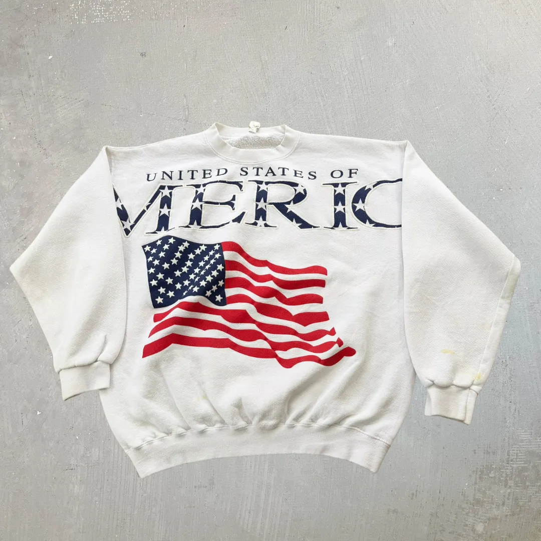 J- Vintage United States Of America Text Graphic Made In USA Crewneck - L sold by HG Vintage