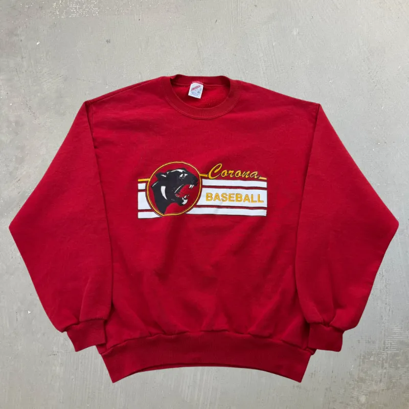 J- Vintage Corona Baseball Graphic Made In USA Jerzees Tag Crewneck - L made by HG Vintage