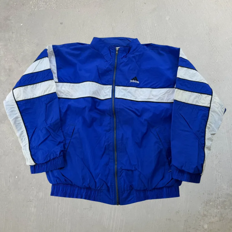 J- Vintage Adidas Blue/White Zip Up Lightweight Jacket - L made by HG Vintage