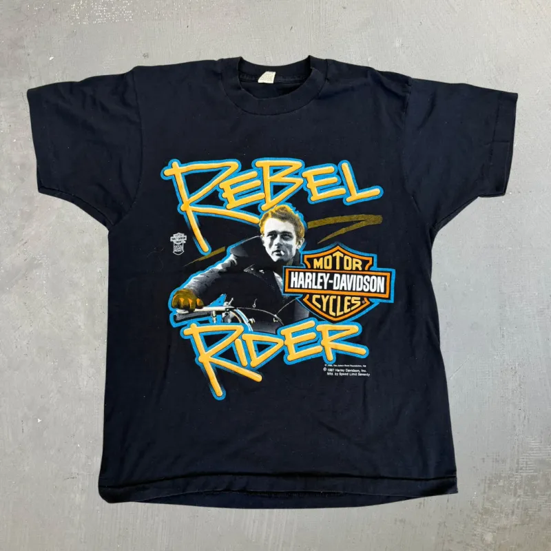 J- Vintage '87 Harley Davidson James Dean Rebel Rider Made In USA Single Stitch Tee - L sold by HG Vintage
