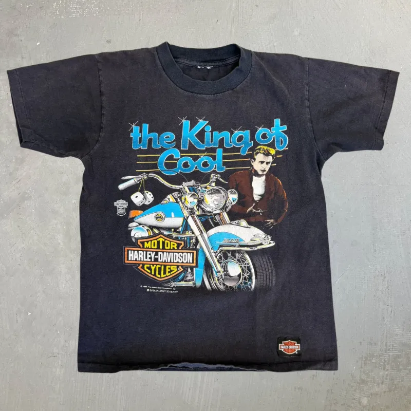 J- Vintage '86 Harley Davidson James Dean The King Of Cool Made In USA Single Stitch Tee - L made by Harley-Davidson