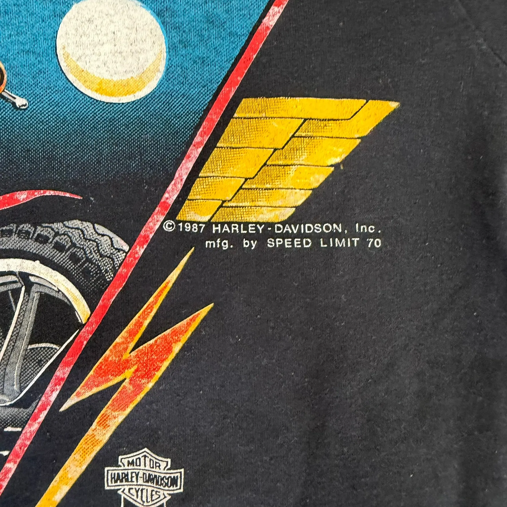 J- Vintage '87 Harley Davidson Live Free, Ride Free Graphic Made In USA Single Stitch Tee - L sold by HG Vintage product image thumbnail 3