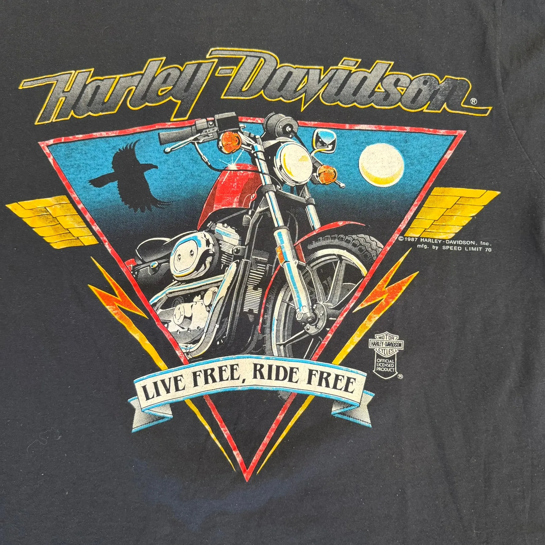 J- Vintage '87 Harley Davidson Live Free, Ride Free Graphic Made In USA Single Stitch Tee - L sold by HG Vintage product image thumbnail 2