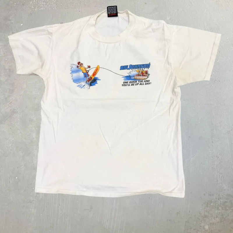 J- Vintage Big Johnson Water Skis Graphic Single Stitch Tee - L made by HG Vintage