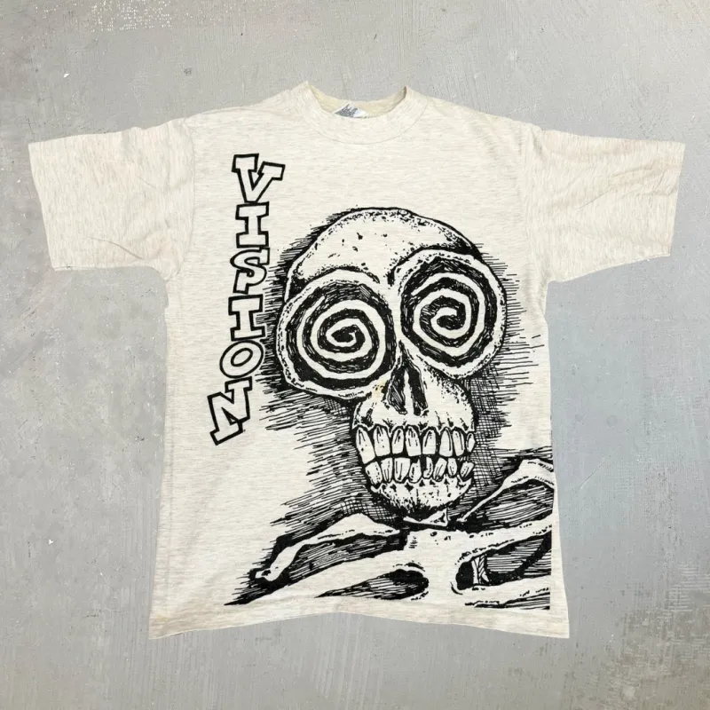 J- Vintage '88 Visions Skeleton Graphic Single Stitch Tee - L made by HG Vintage