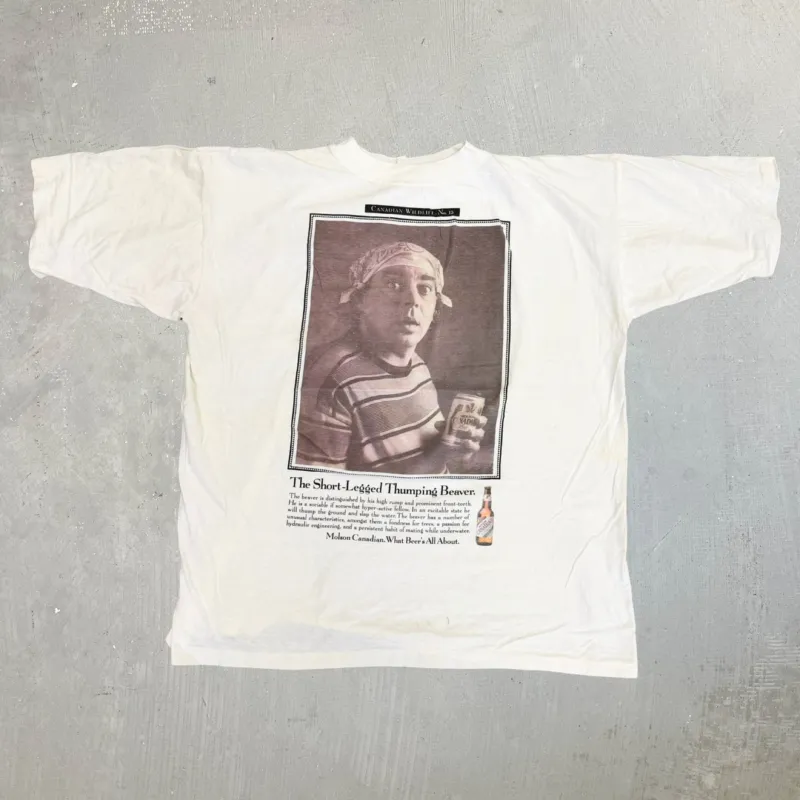 J- Vintage Molson Canadian Beer Text & Graphic Single Stitch Tee - One Size (XL) sold by HG Vintage