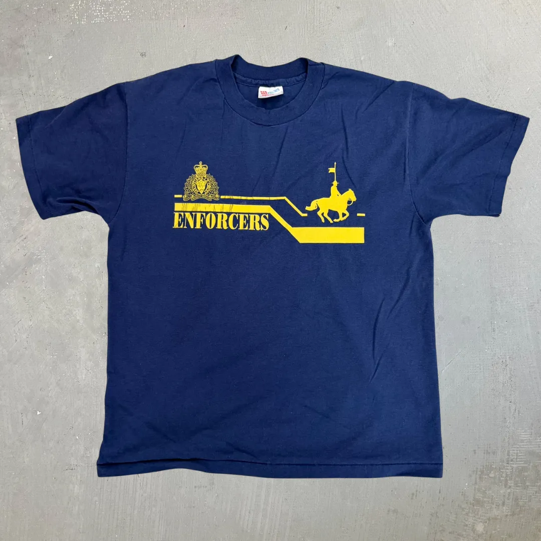 J- Vintage RCMP Enforcers Graphic Made In USA Single Stitch Tee - L sold by HG Vintage