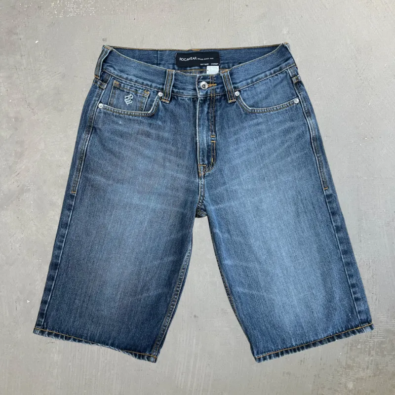 J- Vintage Rocawear Blue Embroidered Logo Back Pocket Jorts - W32 made by HG Vintage