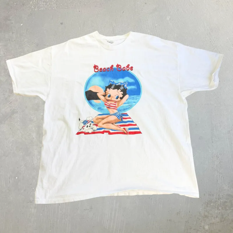 J- Vintage Betty Boop Beach Babe Graphic Made In USA Tee - OSFA (2XL) made by HG Vintage