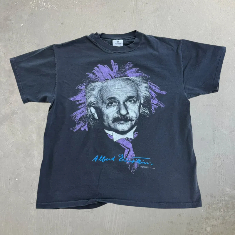 J- Vintage Albert Einstein Picture Graphic Made In USA Single Stitch Tee - L made by HG Vintage