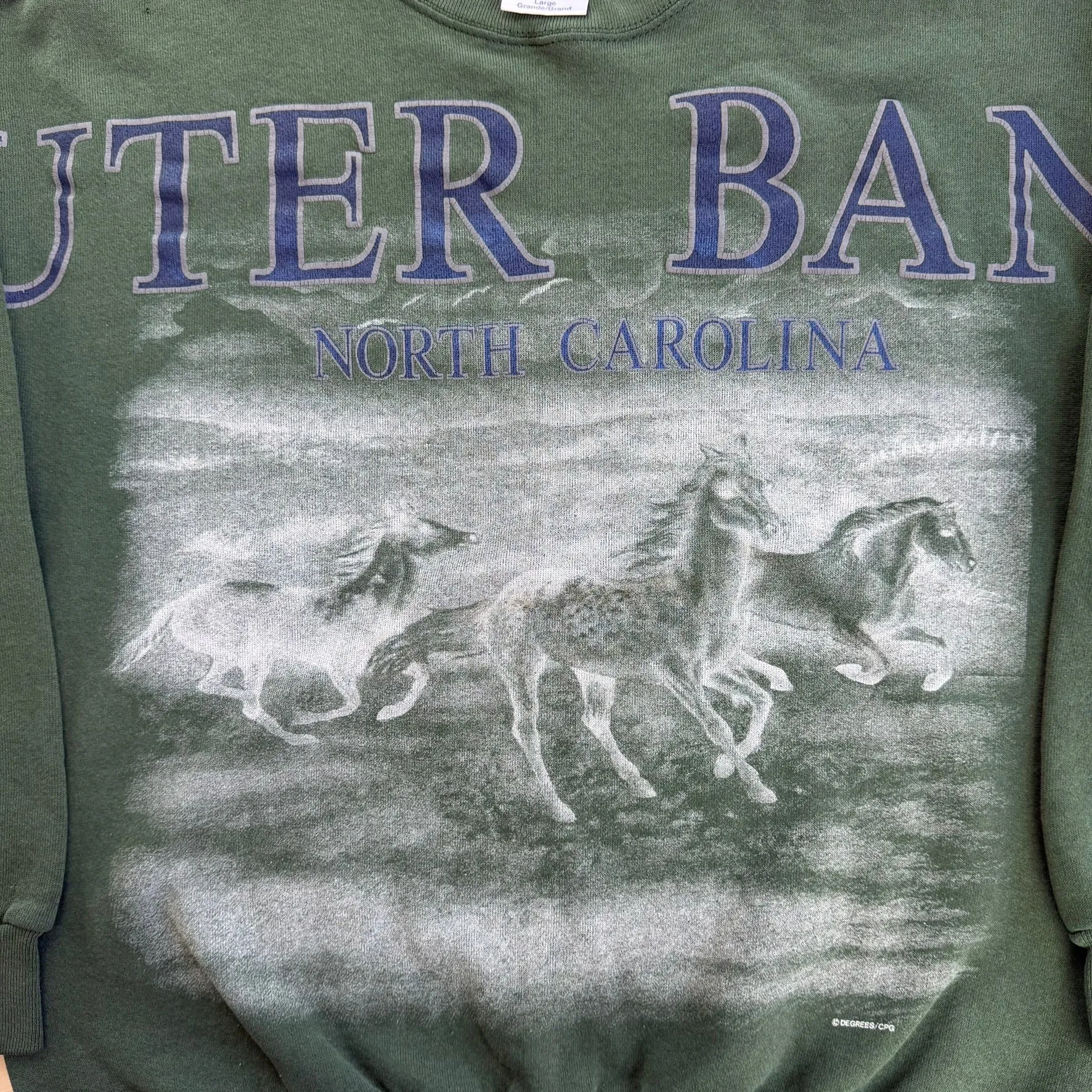 J- Vintage Outer Banks North Carolina Horses Graphic Made In USA Crewneck - L sold by HG Vintage product image thumbnail 2