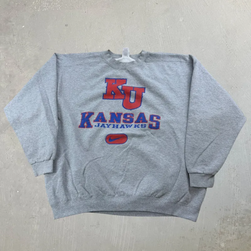 J- Vintage Nike Kansas Jayhawk Text Made In USA Crewneck - XL made by HG Vintage