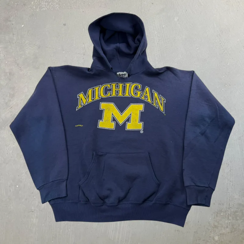 J- Vintage University Of Michigan Text Made In USA Hoodie - L made by HG Vintage