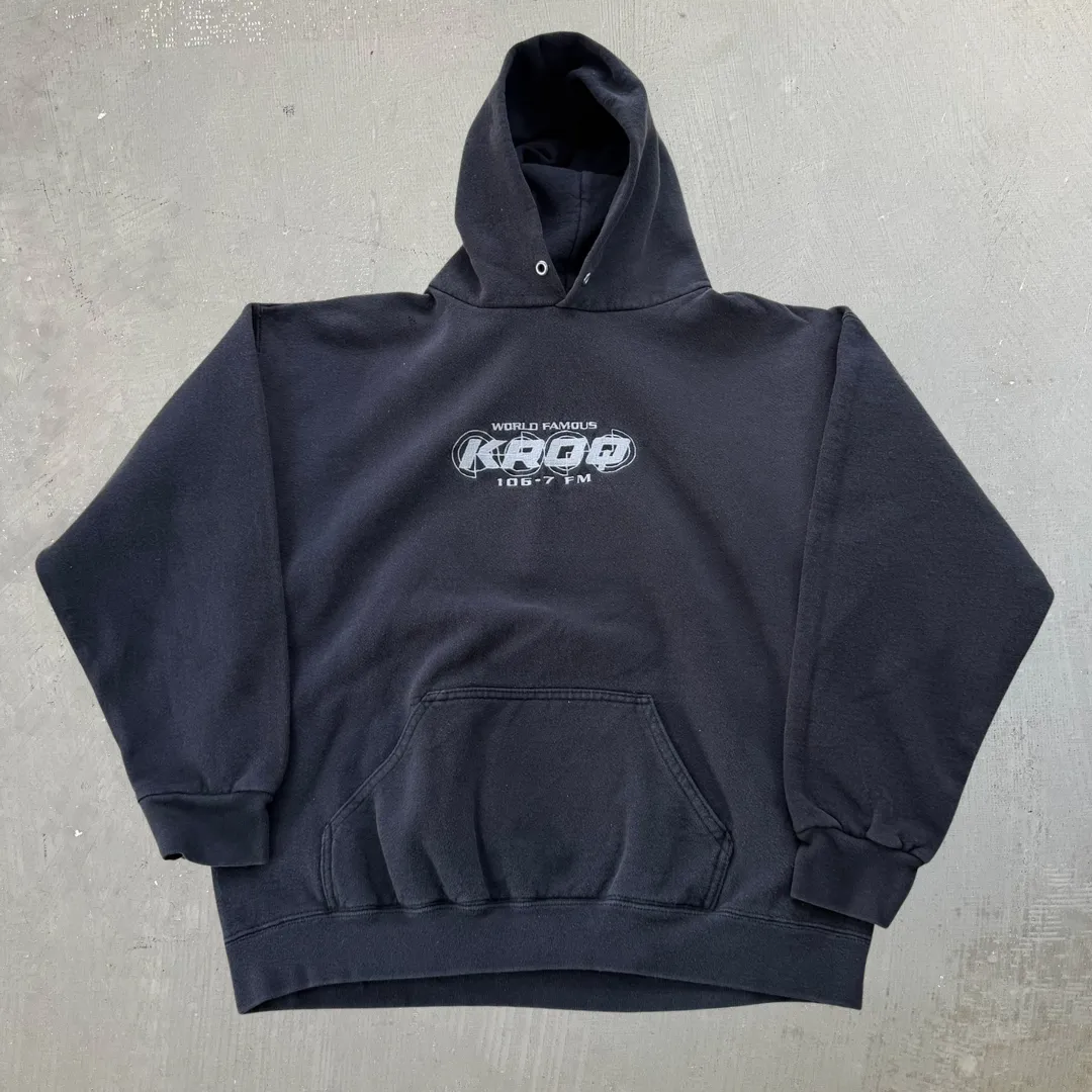 J- Vintage KROQ 106.7 FM Embroidered Text Made In USA Hoodie - L sold by HG Vintage