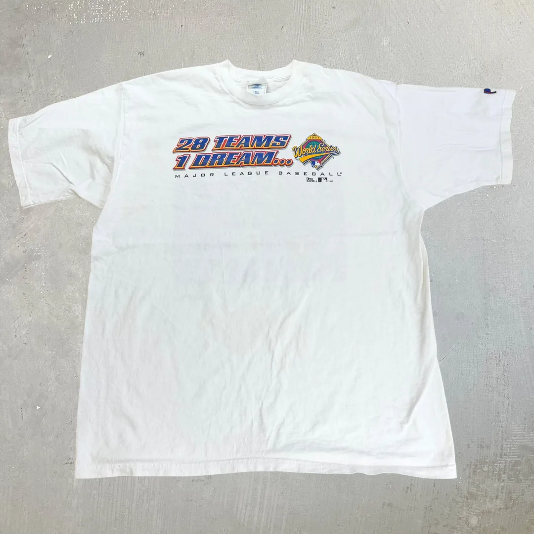 J- Vintage '97 MLB World Series Text & Graphic Pro Player Made In USA Single Stitch Tee - 2XL sold by HG Vintage