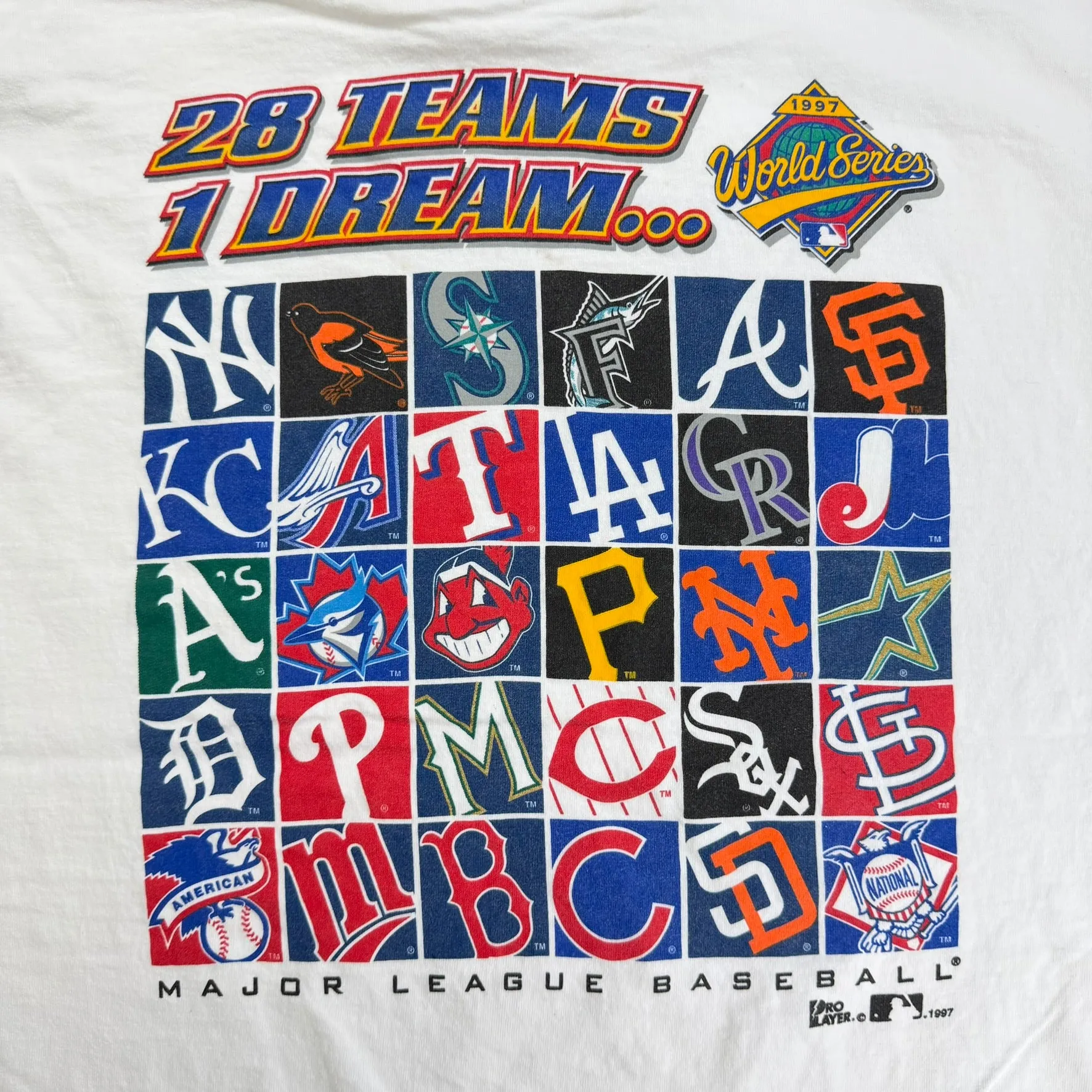 J- Vintage '97 MLB World Series Text & Graphic Pro Player Made In USA Single Stitch Tee - 2XL sold by HG Vintage product image thumbnail 4