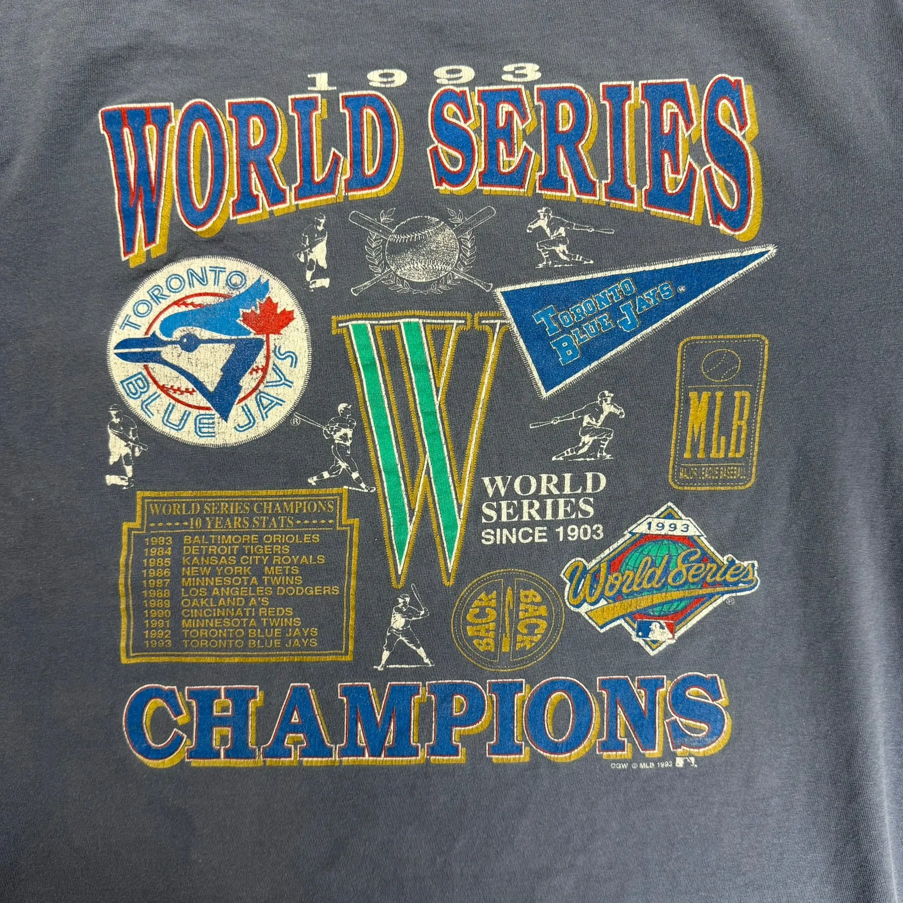 J- Vintage '93 Toronto Blue Jays World Series Champions MLB Single Stitch Tee - L sold by HG Vintage product image thumbnail 2