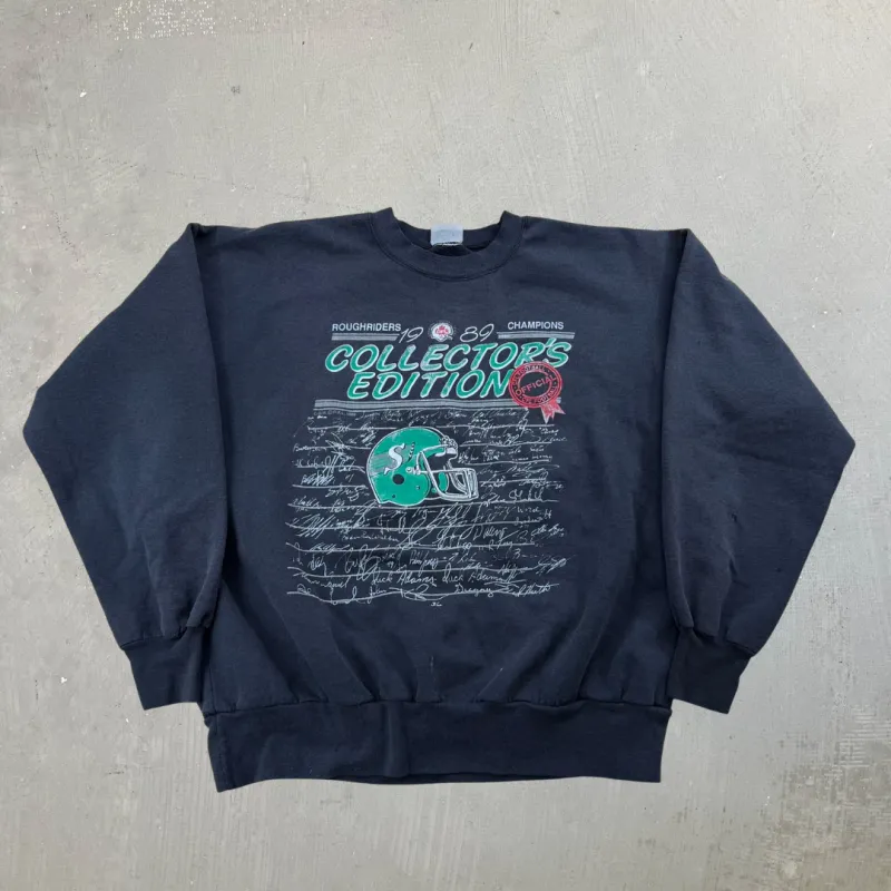 J- Vintage '89 Saskatchewan Roughriders CFL Champions Crewneck - M made by HG Vintage