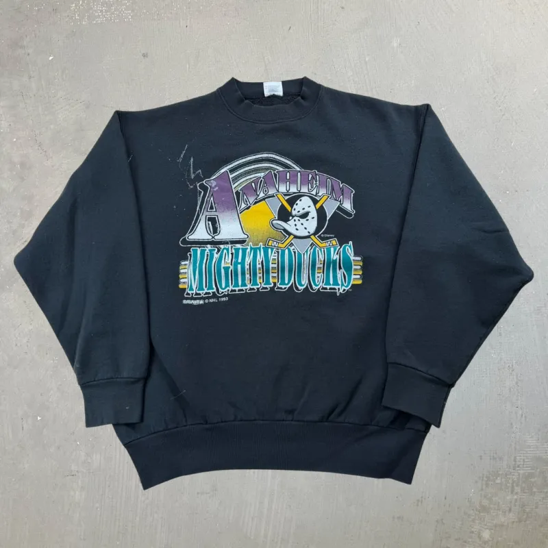 J- Vintage '93 Anaheim Ducks NHL Logo Crewneck - XL made by HG Vintage
