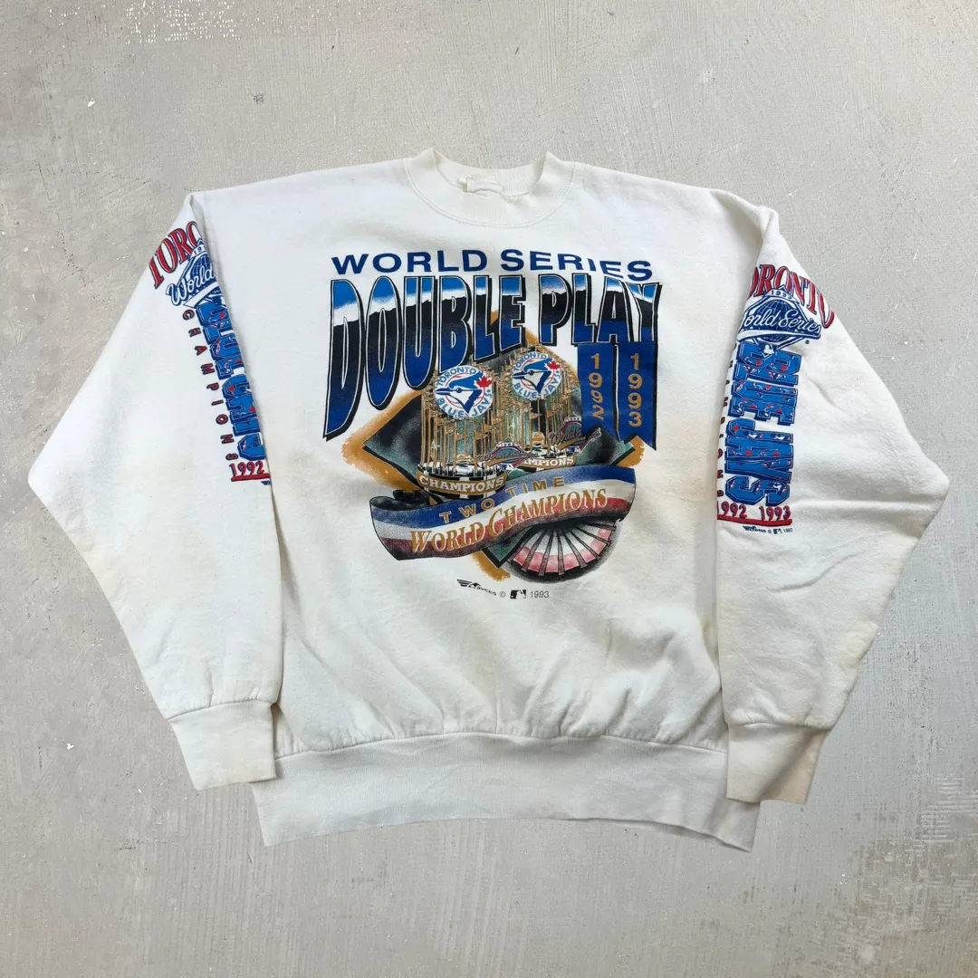 J- Vintage '93 Toronto Blue Jays Double Play World Champions MLB Crewneck - L sold by HG Vintage