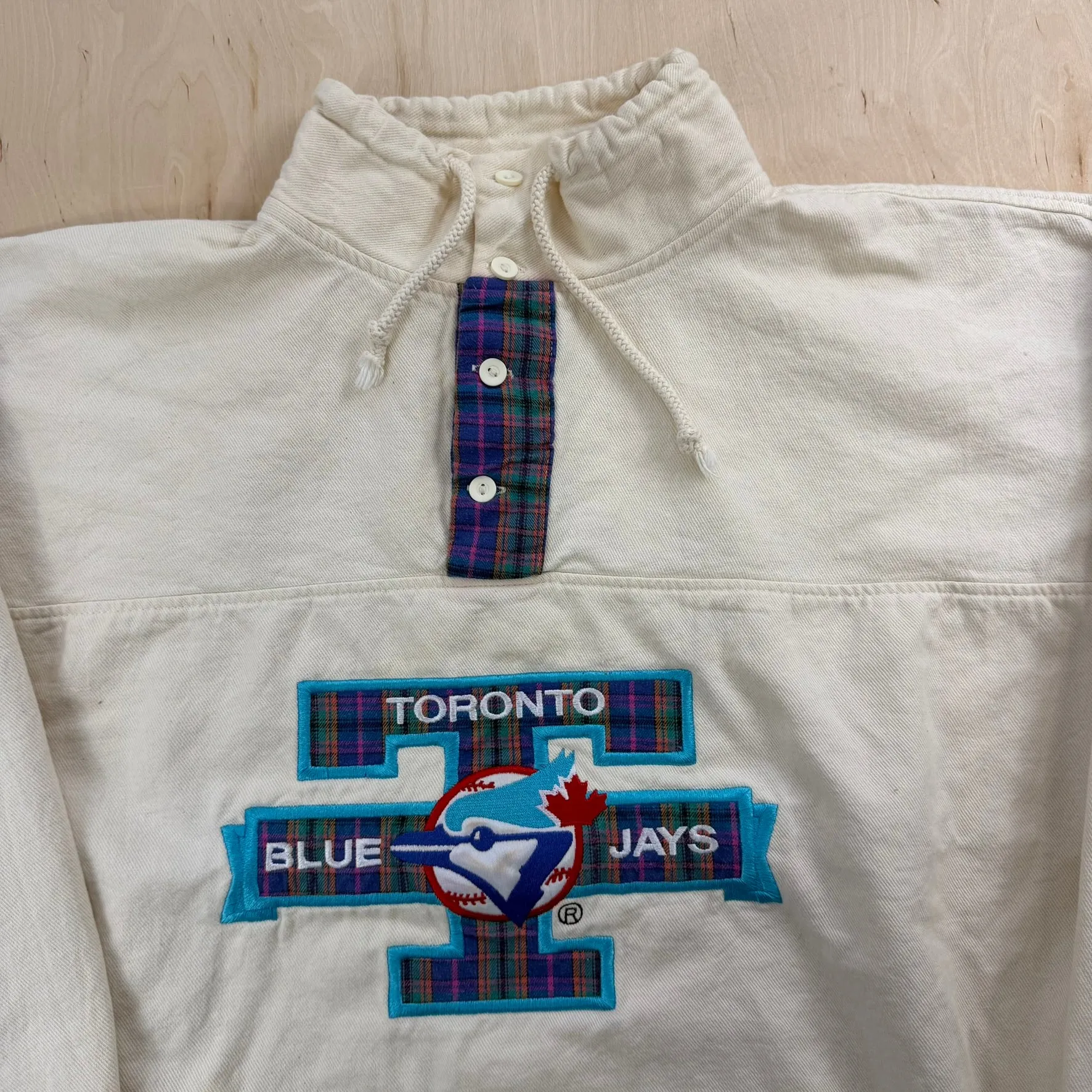 J- Vintage Toronto Blue Jays MLB Embroidered Text Henley Crewneck - L sold by HG Vintage product image thumbnail 3