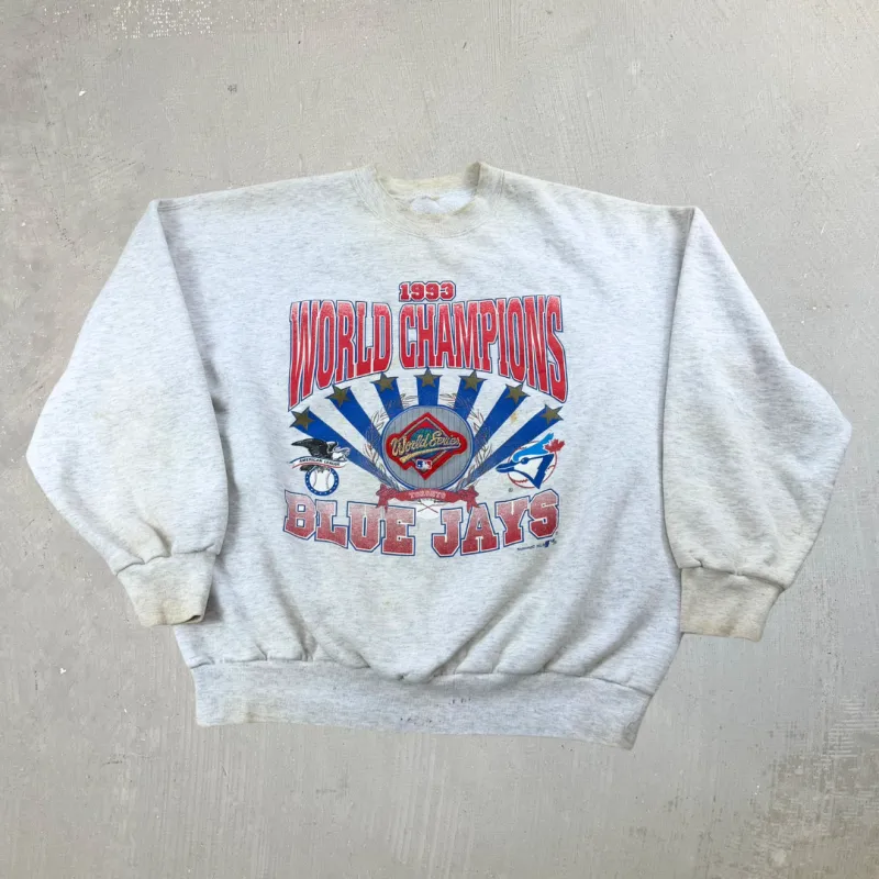 J- Vintage '93 Toronto Blue Jays World Champions MLB Crewneck - XL made by HG Vintage