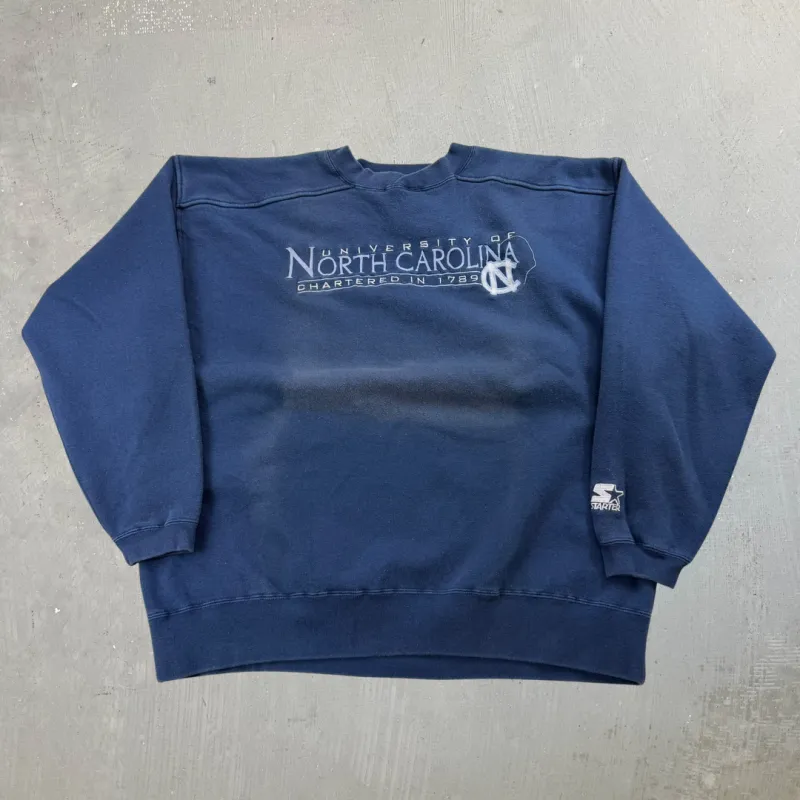 J- Vintage University Of North Carolina Starter Embroidered Text Crewneck - XL made by HG Vintage