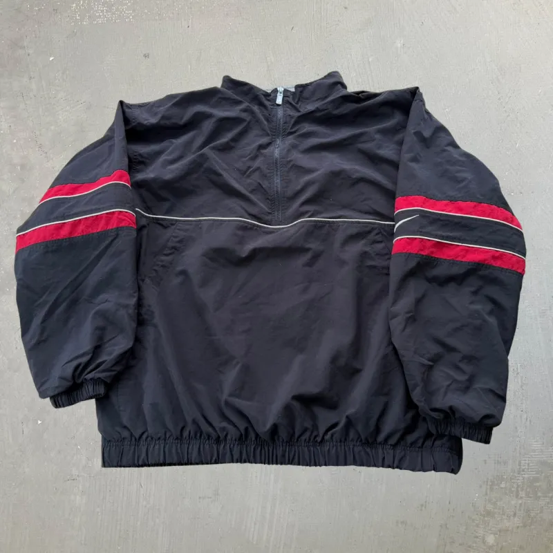 J- Vintage Nike Black/Red Anorak Pullover Lightweight Jacket - 2XL made by HG Vintage
