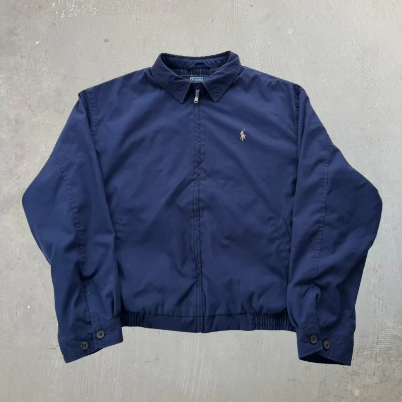 J- Vintage Polo Ralph Lauren Navy Harrington Zip Up Jacket - XL made by HG Vintage