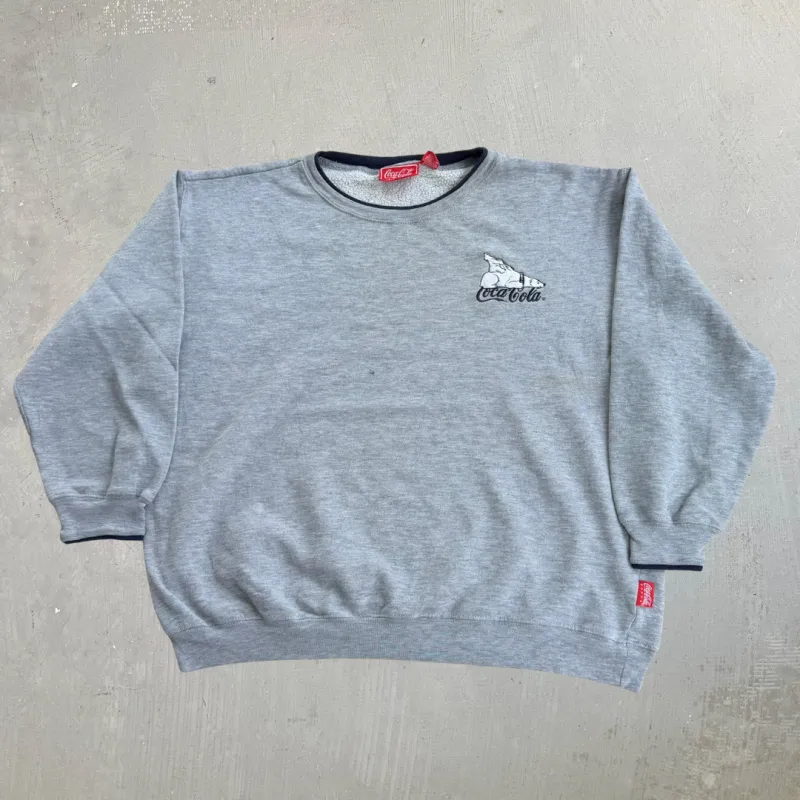 J- Vintage Coca Cola Embroidered Polar Bear & Text Crewneck - L made by HG Vintage