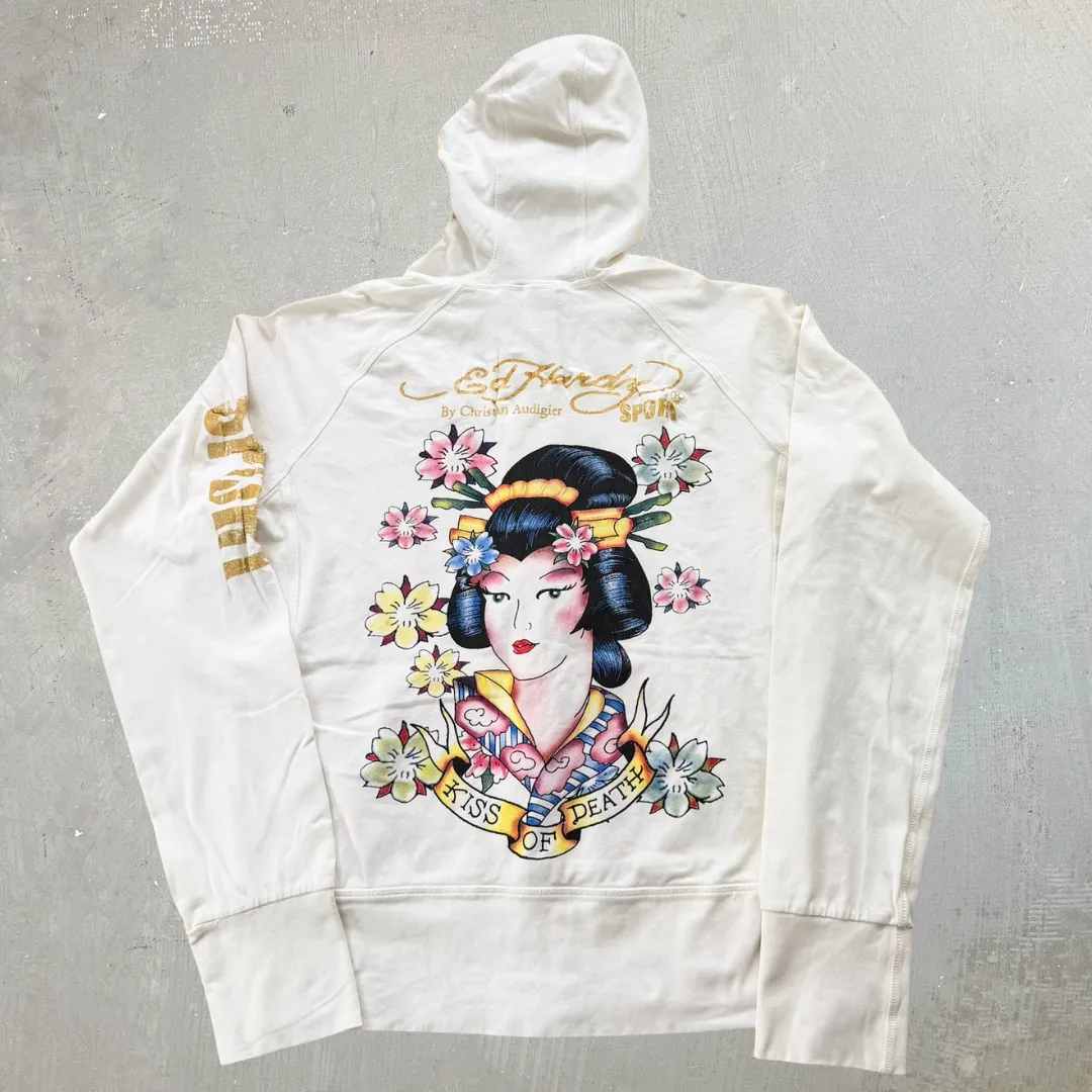 J- Vintage Ed Hardy Geisha Graphic Women's Zip Up Hoodie - L sold by HG Vintage product image thumbnail 2