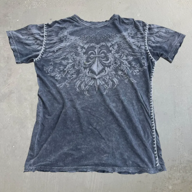 J- Vintage Affliction All Over Print Graphic Tee - L made by HG Vintage