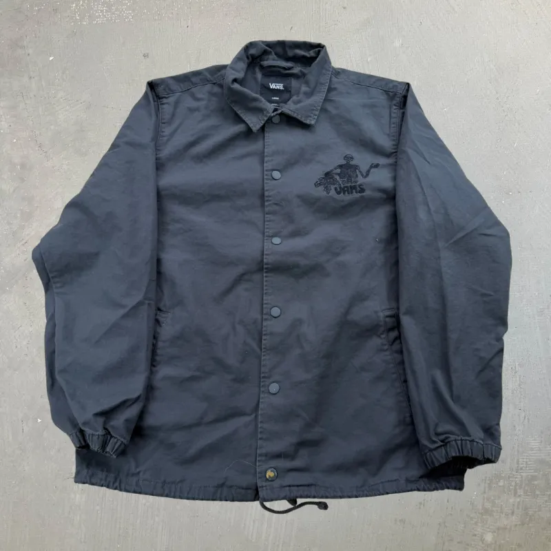 J- Vans Embroidered Skeleton & Text Lightweight Coach Jacket - L made by HG Vintage