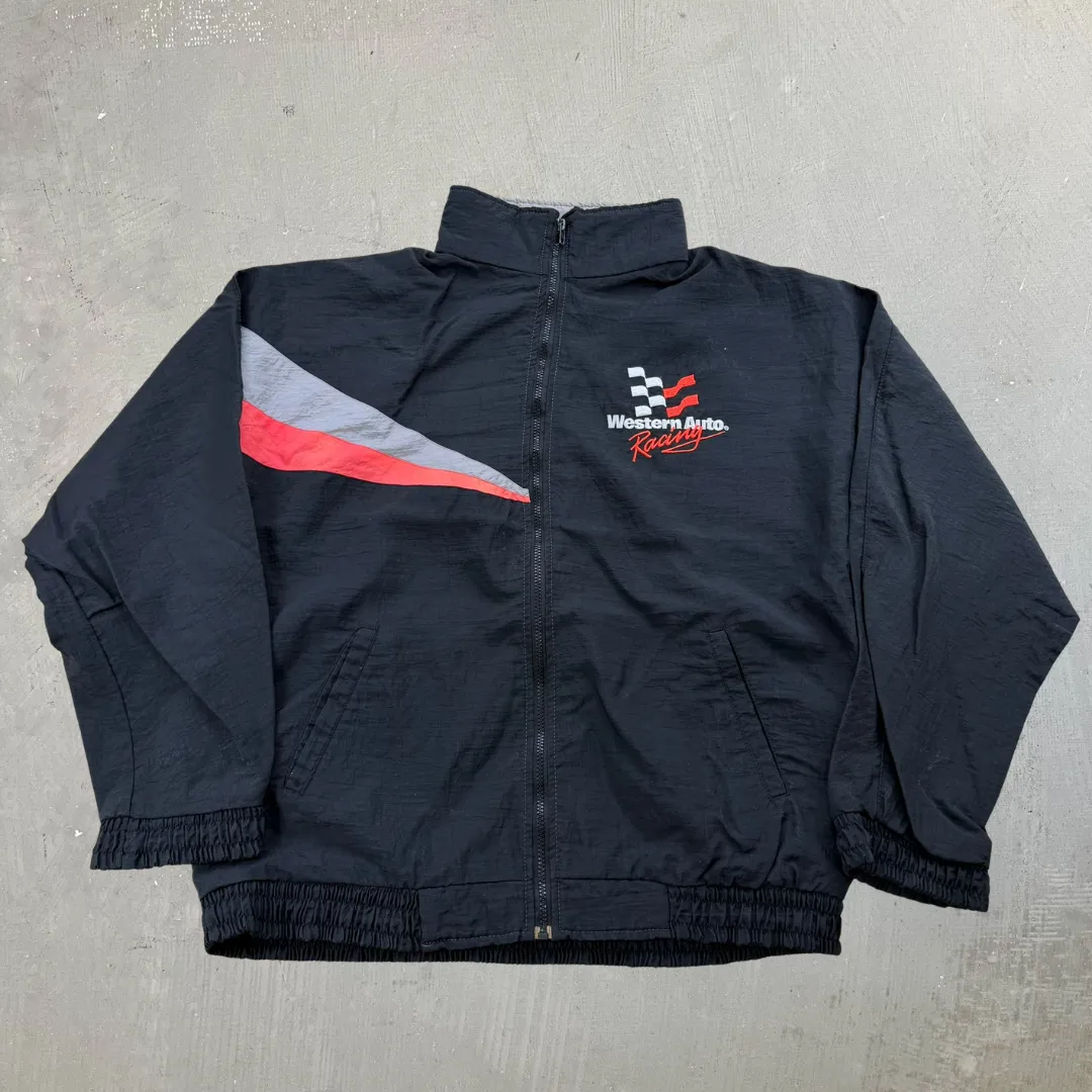 J- Vintage Western Auto Racing Made In USA Lightweight Windbreaker Jacket - L sold by HG Vintage