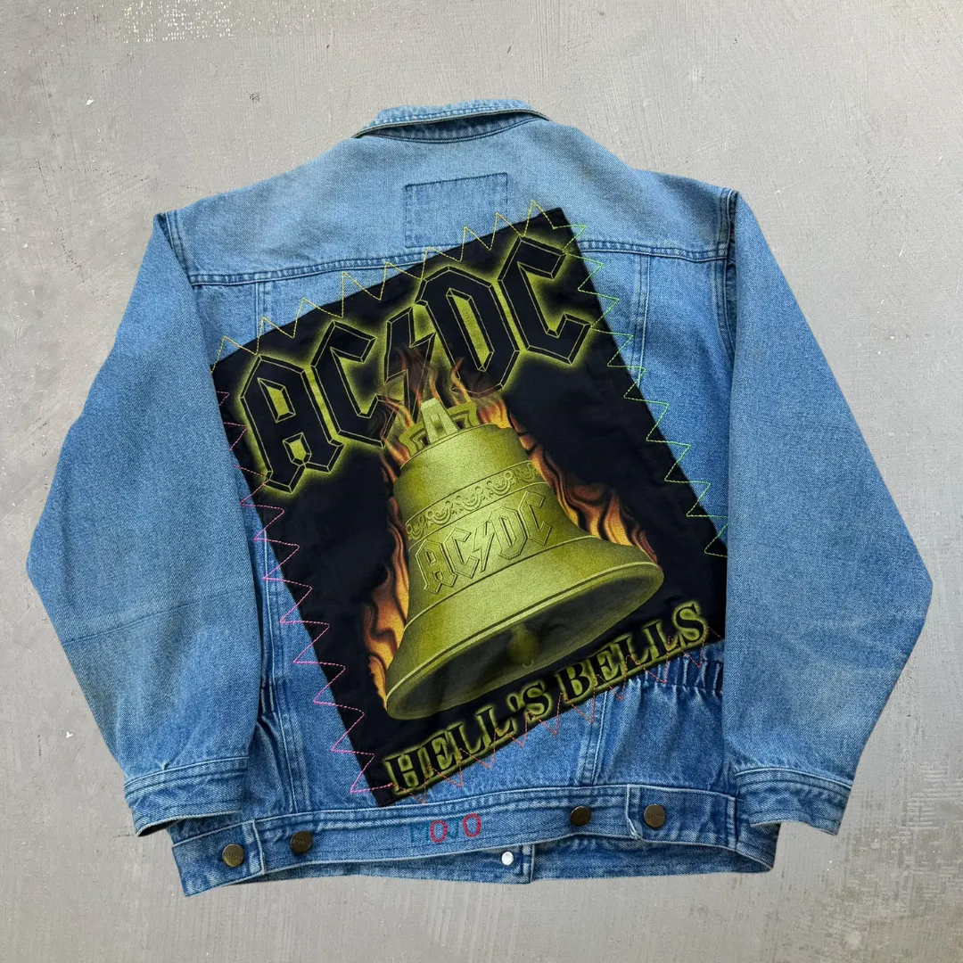 J- HOM AC/DC Hells Bell Reworked Denim Jacket - M sold by HG Vintage product image thumbnail 4