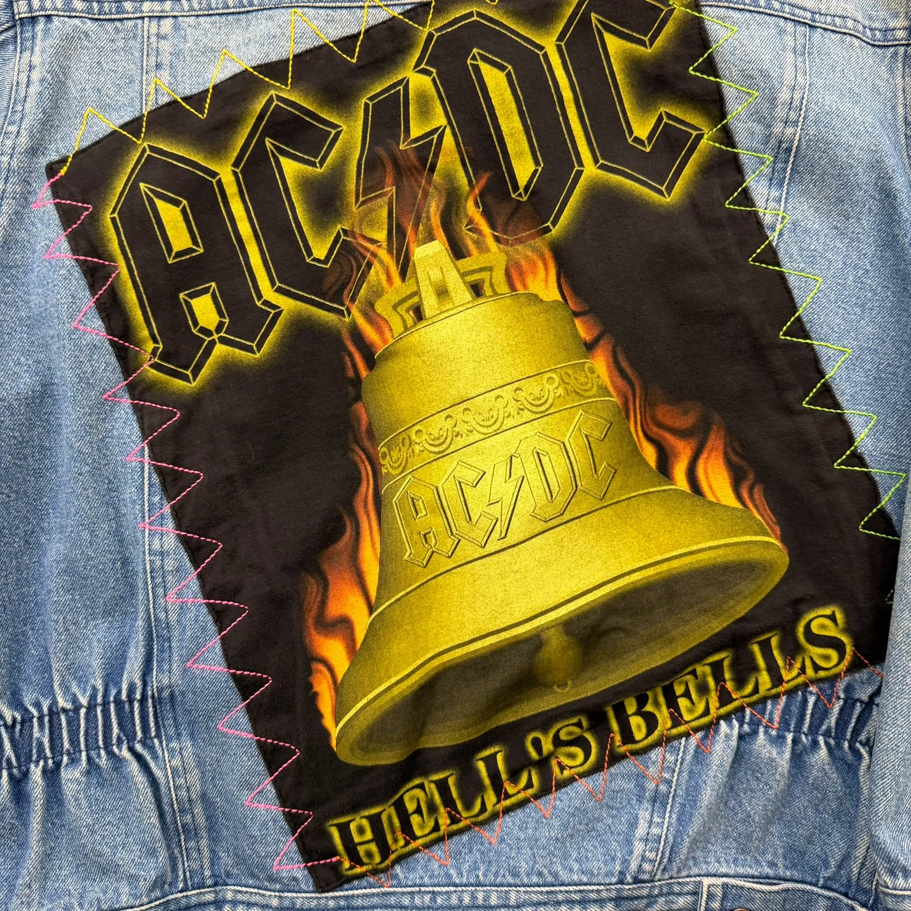 J- HOM AC/DC Hells Bell Reworked Denim Jacket - M sold by HG Vintage product image thumbnail 5